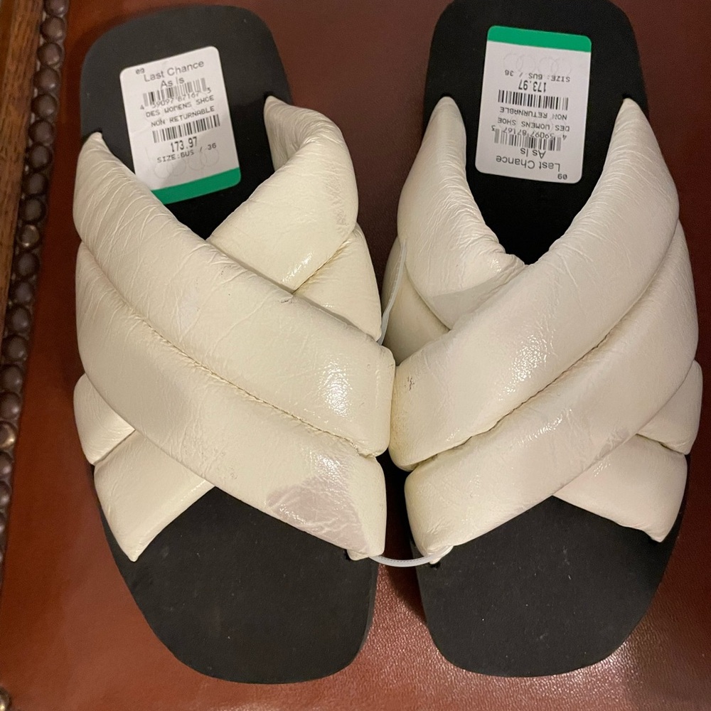 Proenza Schouler Women’s Float padded sandal in cream HAS FLAW